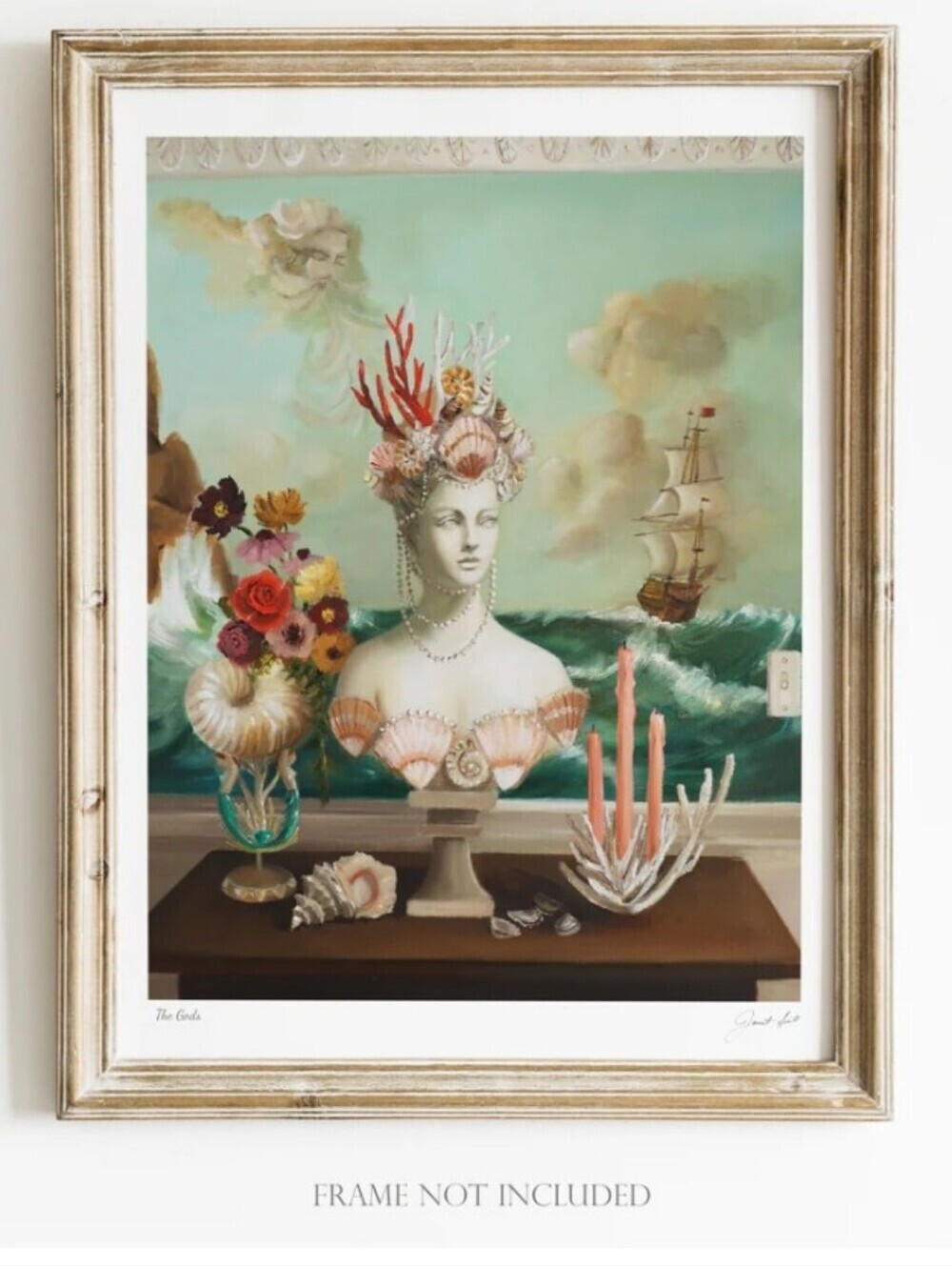 JANET HILL The GODS - Coastal Goddess Wall Art Print - Seafoam and Coral
